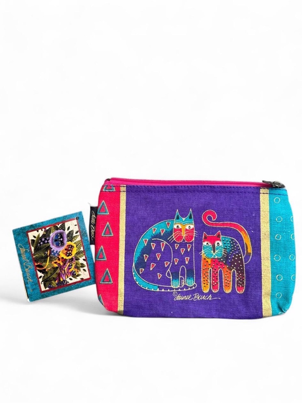 Laurel Burch Multicolor Cat Mini Bag - Purple, Teal, Pink, Gold